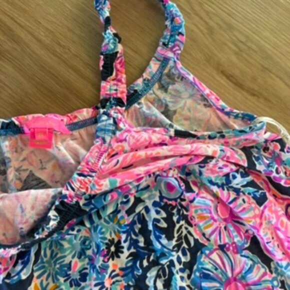 Lilly Pulitzer High Tide Navy Pink Turtle Tiered Swing Dress Womens Size XL - Picture 8 of 8